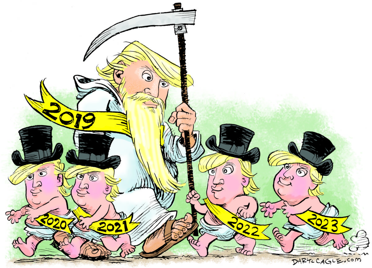 Trump New Year Likely Re-election by Daryl Cagle, CagleCartoons.com