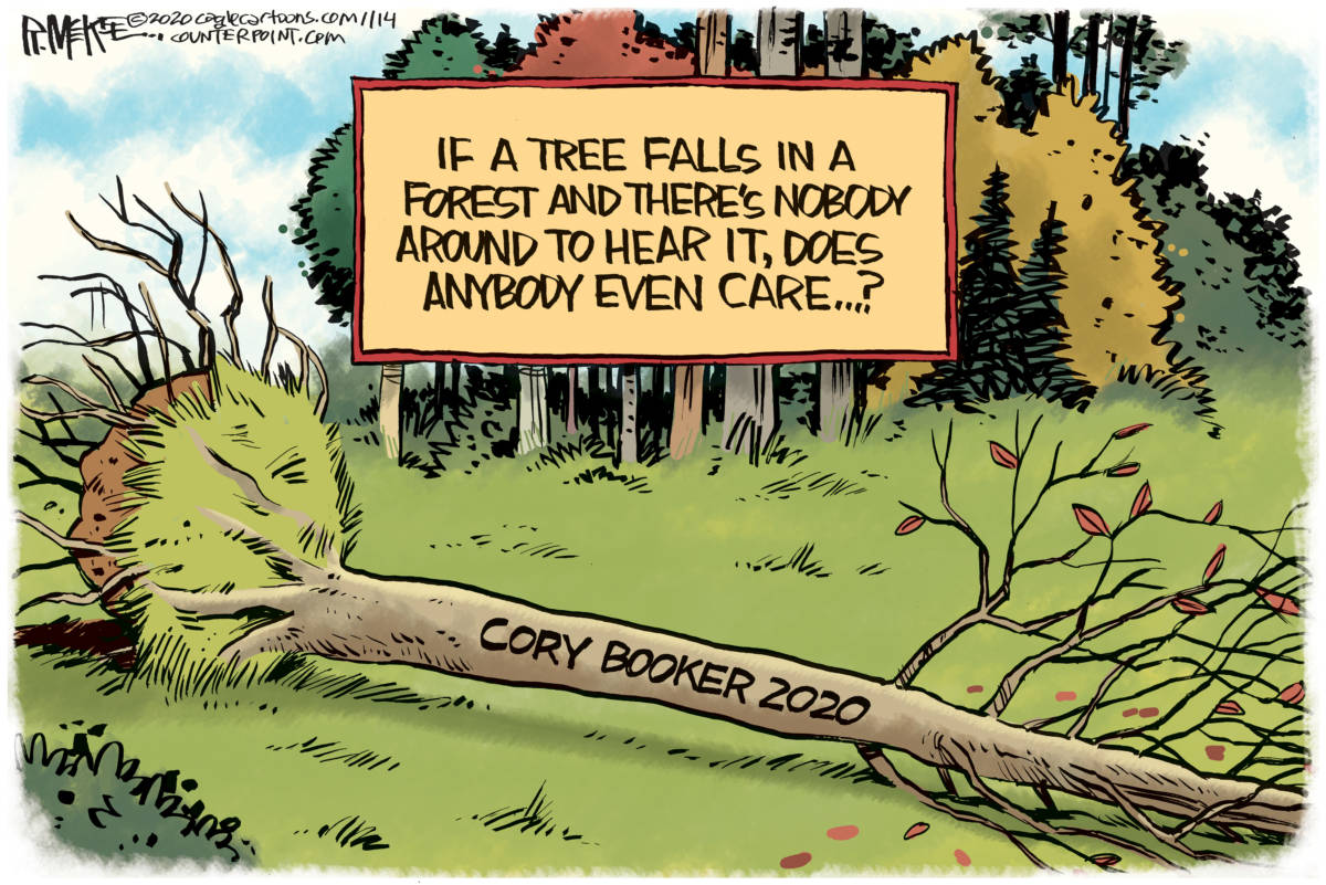 Cory Booker Drops Out by Rick McKee, Counterpoint