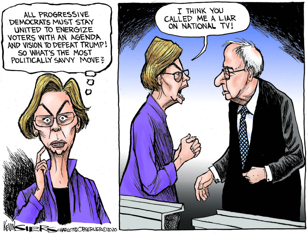 Warren vs Sanders by Kevin Siers, The Charlotte Observer, NC