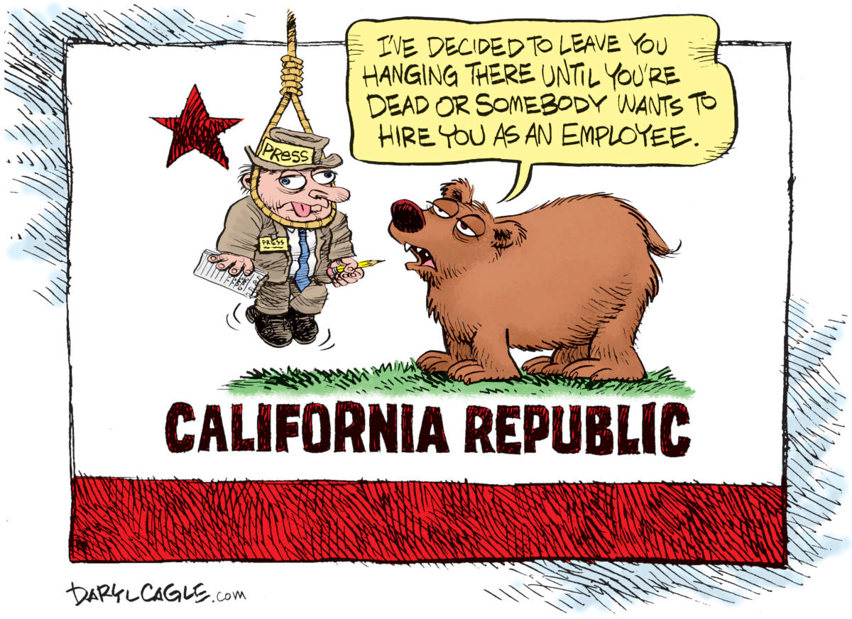 California Threatens Journalism by Daryl Cagle, CagleCartoons.com