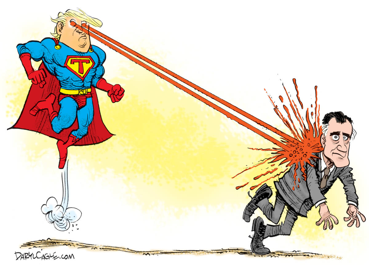 Super Trump and Romney by Daryl Cagle, CagleCartoons.com