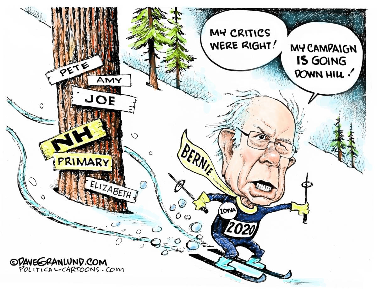 Bernie Sanders 2020 NH win by Dave Granlund, PoliticalCartoons.com