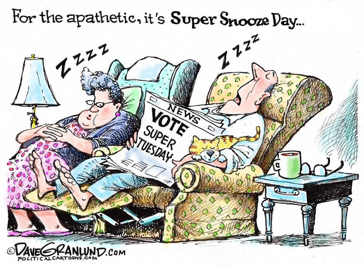 Super Tuesday apathy by Dave Granlund, PoliticalCartoons.com