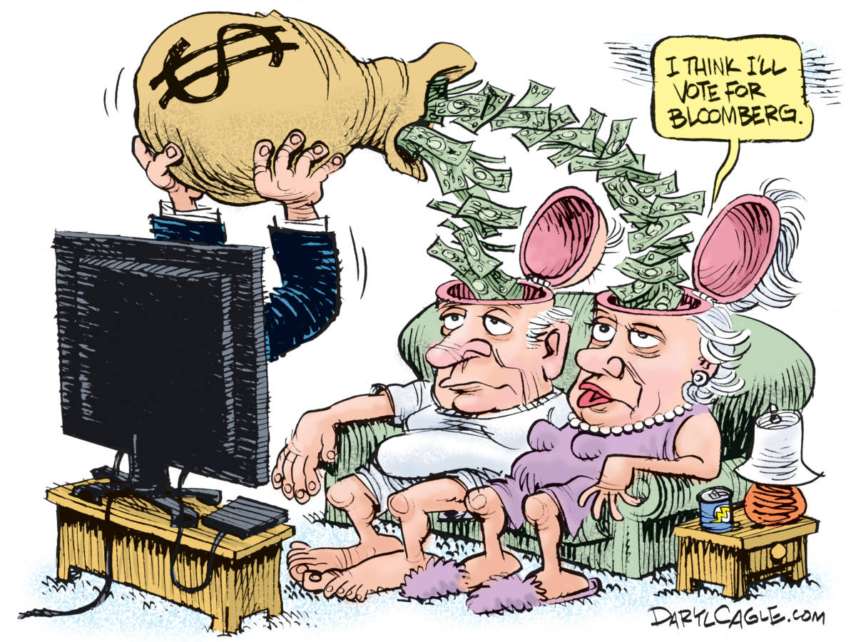 Bloomberg TV Spending by Daryl Cagle, CagleCartoons.com