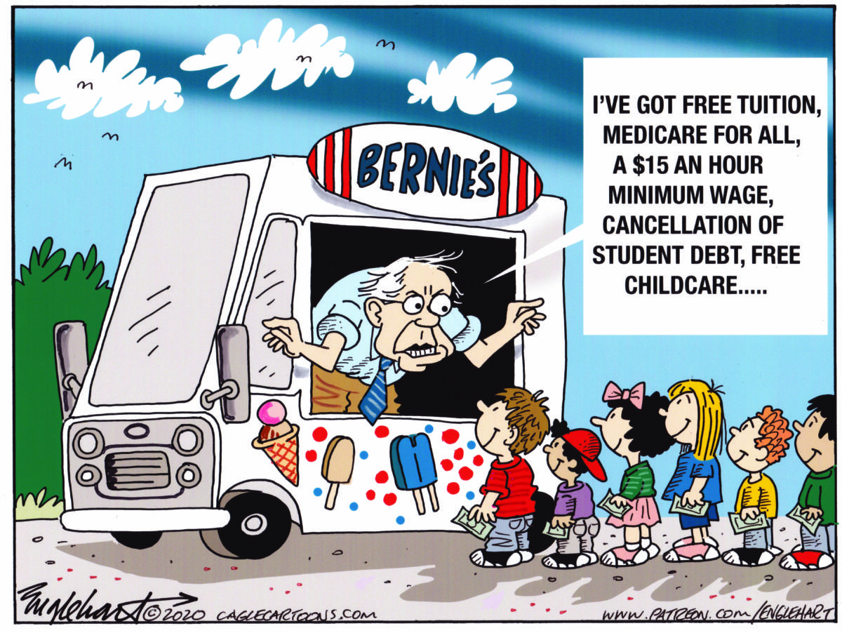 Bernie Sanders by Bob Englehart, PoliticalCartoons.com