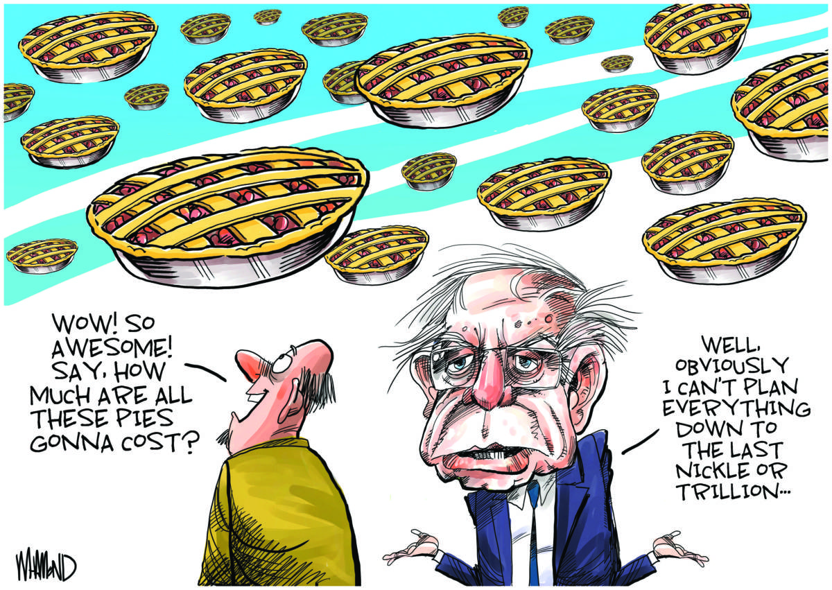 Bernie's Pies in the Sky by Dave Whamond, Canada, PoliticalCartoons.com