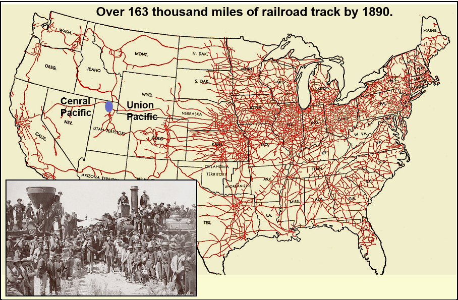 Existing railroad lines by 1890