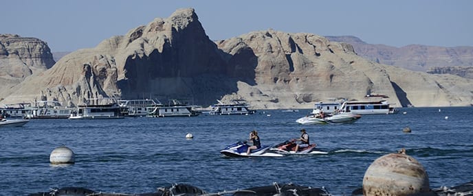 Boating on Lake Powell in Glen Canyon National Recreation Area. NPS Photo - Access to Lake Powell Recreational Area Increasing