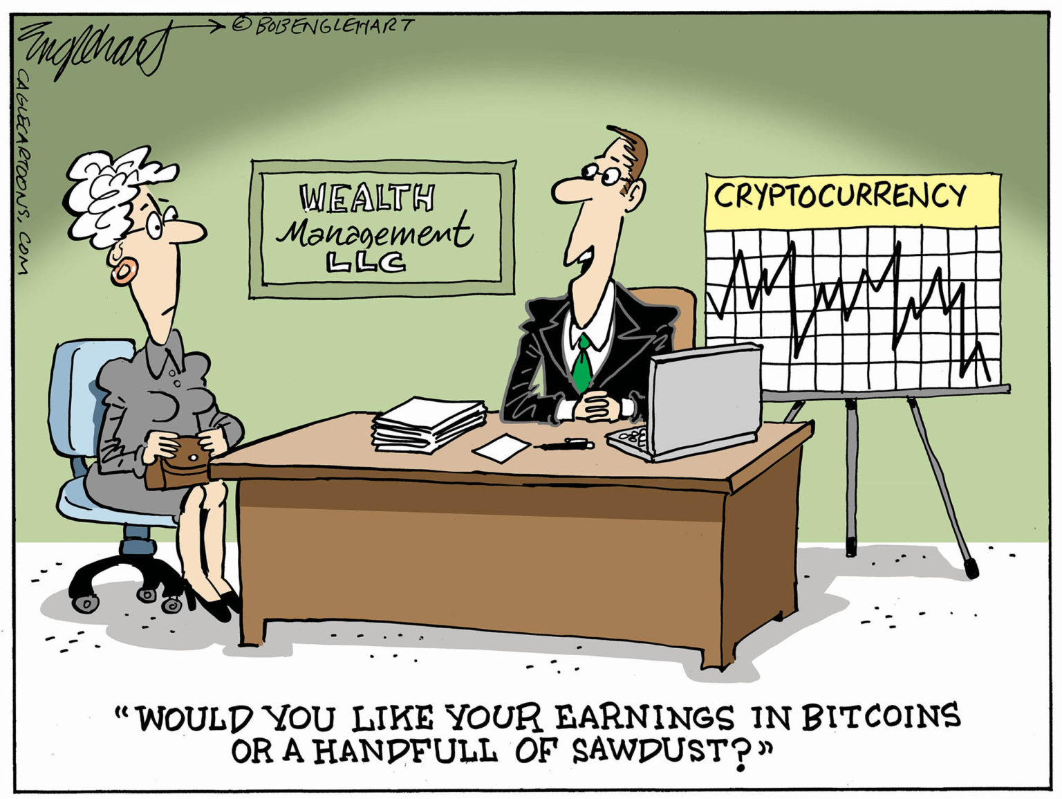 crypto currency political cartoon