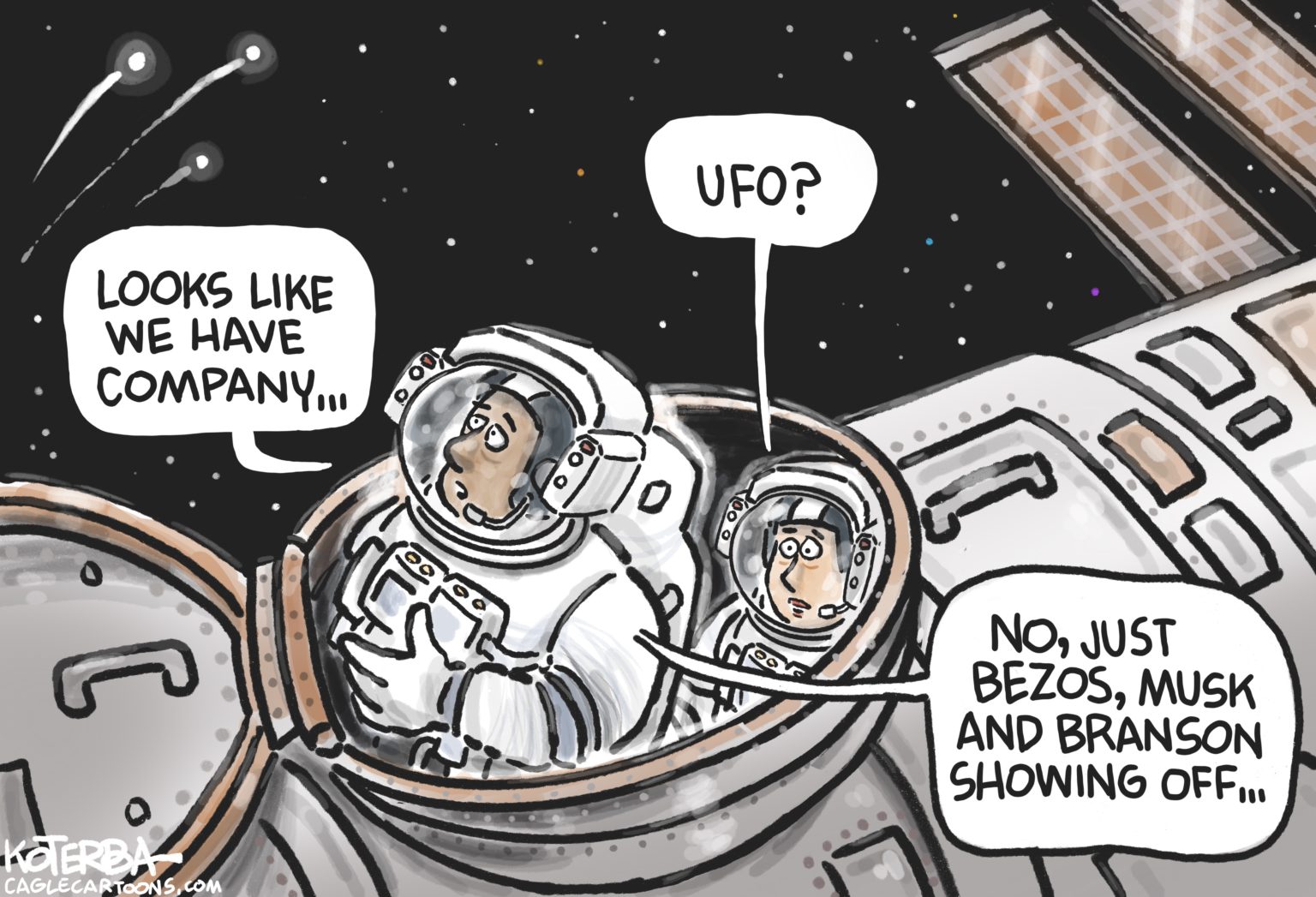 Editorial Cartoon: Bezos, Musk, And Branson In Space - The Independent ...