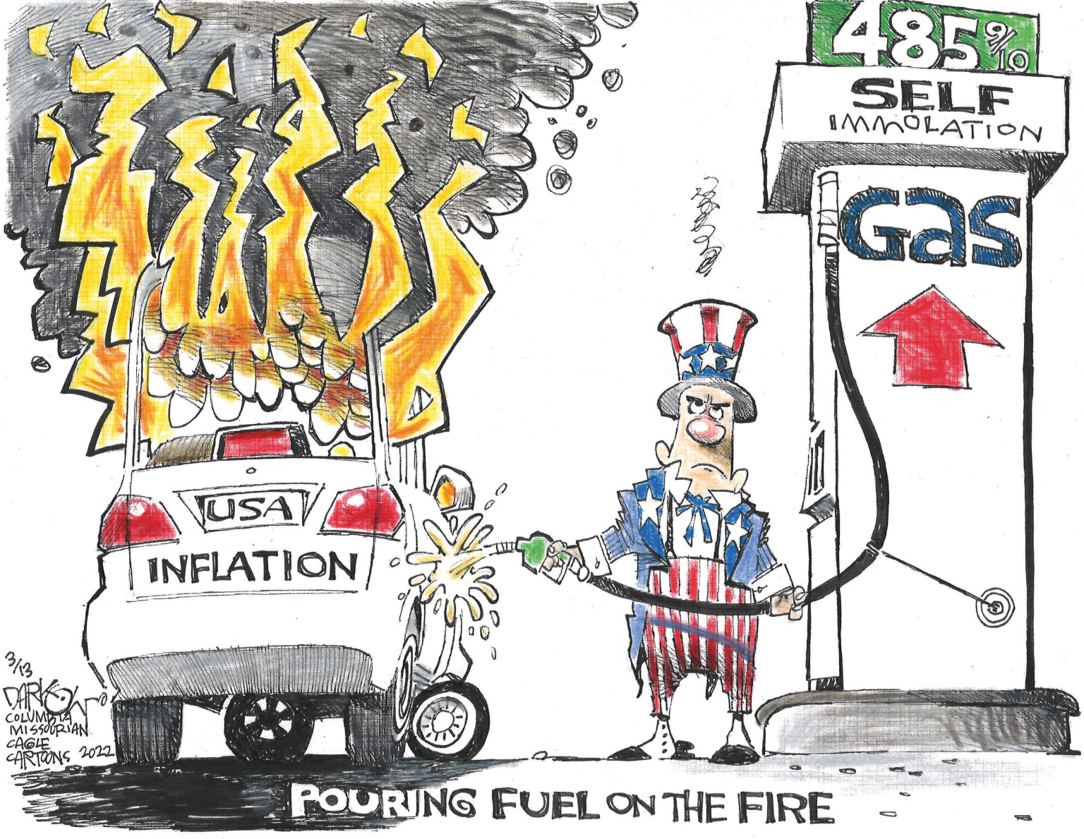 add fuel to the fire cartoon