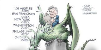 Editorial Cartoon: Soros Destroying Law and Order Soros Destroying Law and Order