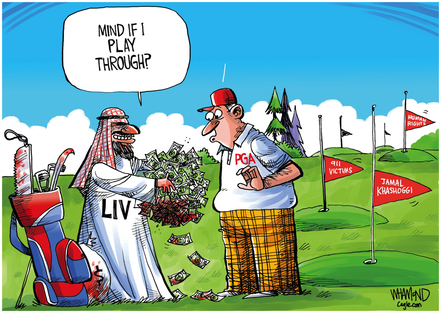 Editorial Cartoon PGA Tour Merges With Saudi-Backed LIV