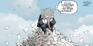 Editorial Cartoon: Mountain of Evidence Mountain of Evidence - By Rivers