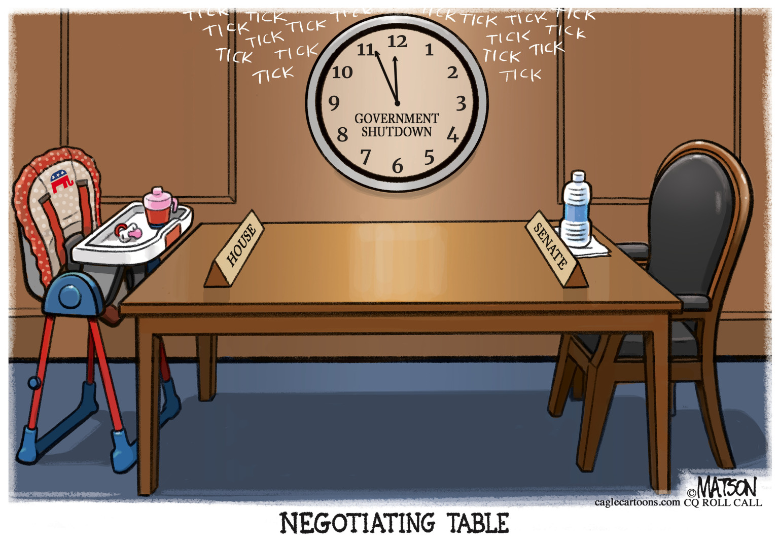 Government Shudtown Negotiating Table - By R.J. Matson