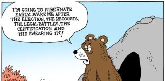 Bear Hibernates Until After The Election - By Bob Englehart
