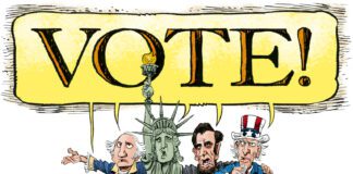 Editorial Cartoon: Patriots VOTE! Patriots VOTE! - By Daryl Cagle