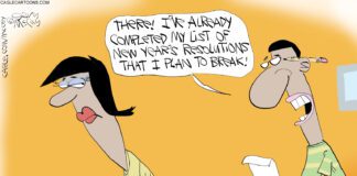 Editorial Cartoon: Breaking Resolutions Early – By Gary McCoy Breaking Resolutions Early by Gary McCoy