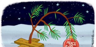 Editorial Cartoon: Peace On Earth Charlie Brown Christmas Tree Peace On Earth Charlie Brown Christmas Tree - By Rick McKee