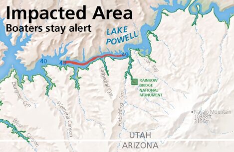 Map: NPS file map of the impacted zone on Lake Powell.