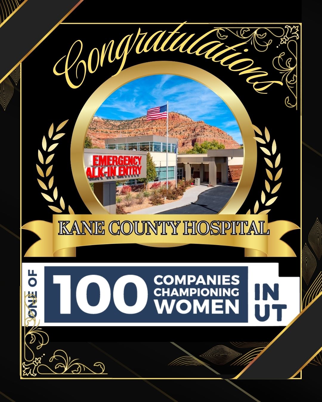 Kane County Hospital has been named one of Utah’s 100 Companies Championing Women by GOEO and the Utah Women & Leadership Project, recognizing inclusive, family-friendly workplace practices.